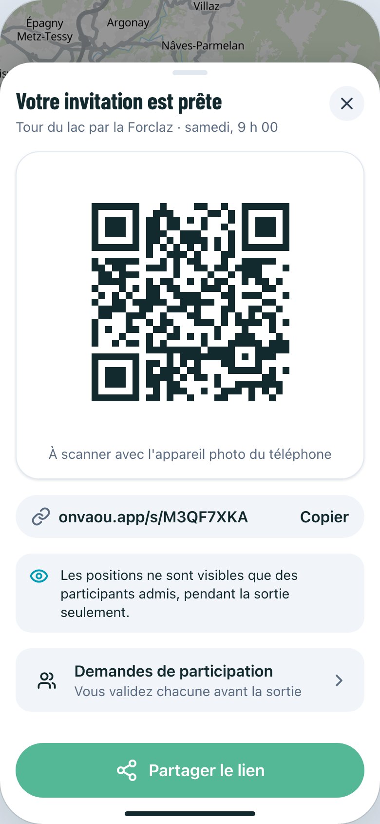 L’invitation, en un lien ou un QR