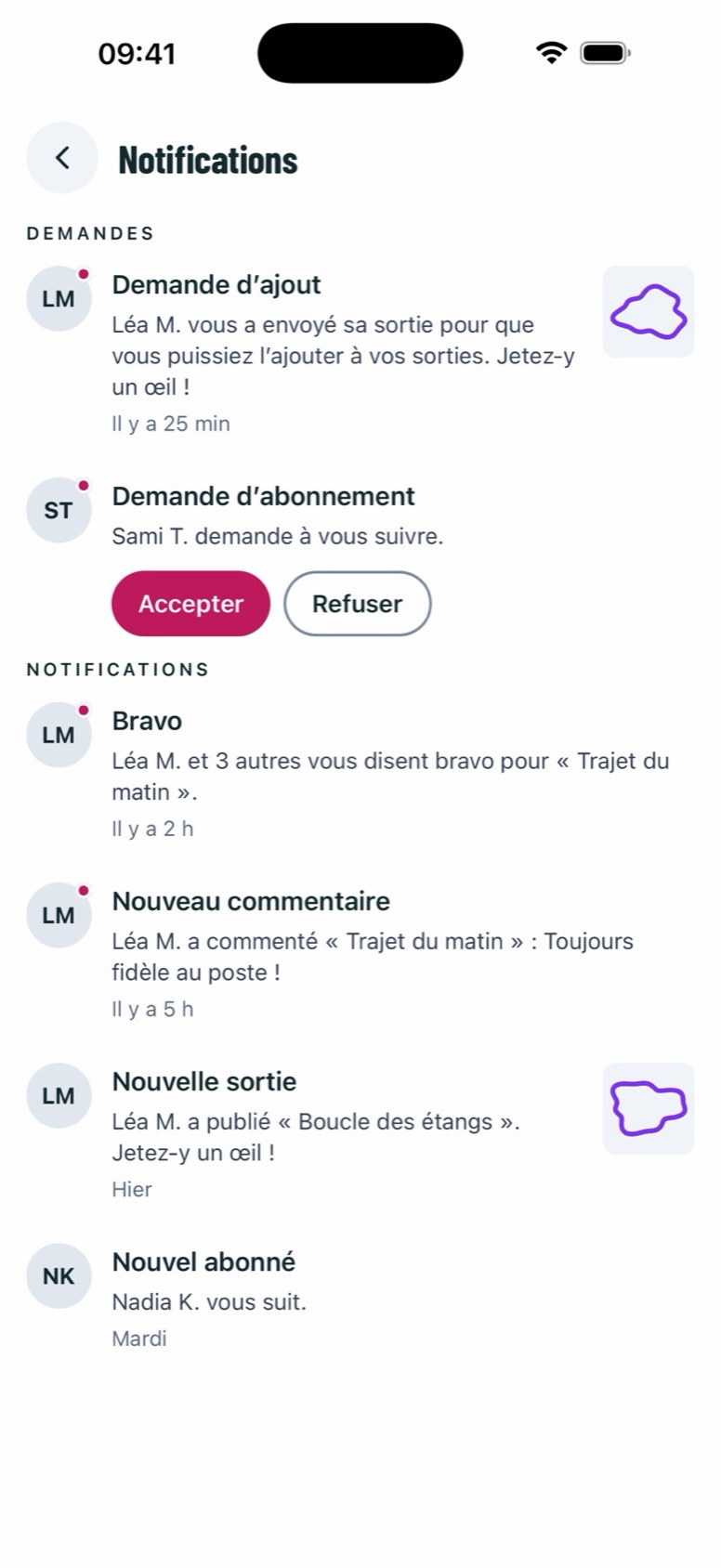 Les notifications de vos amis