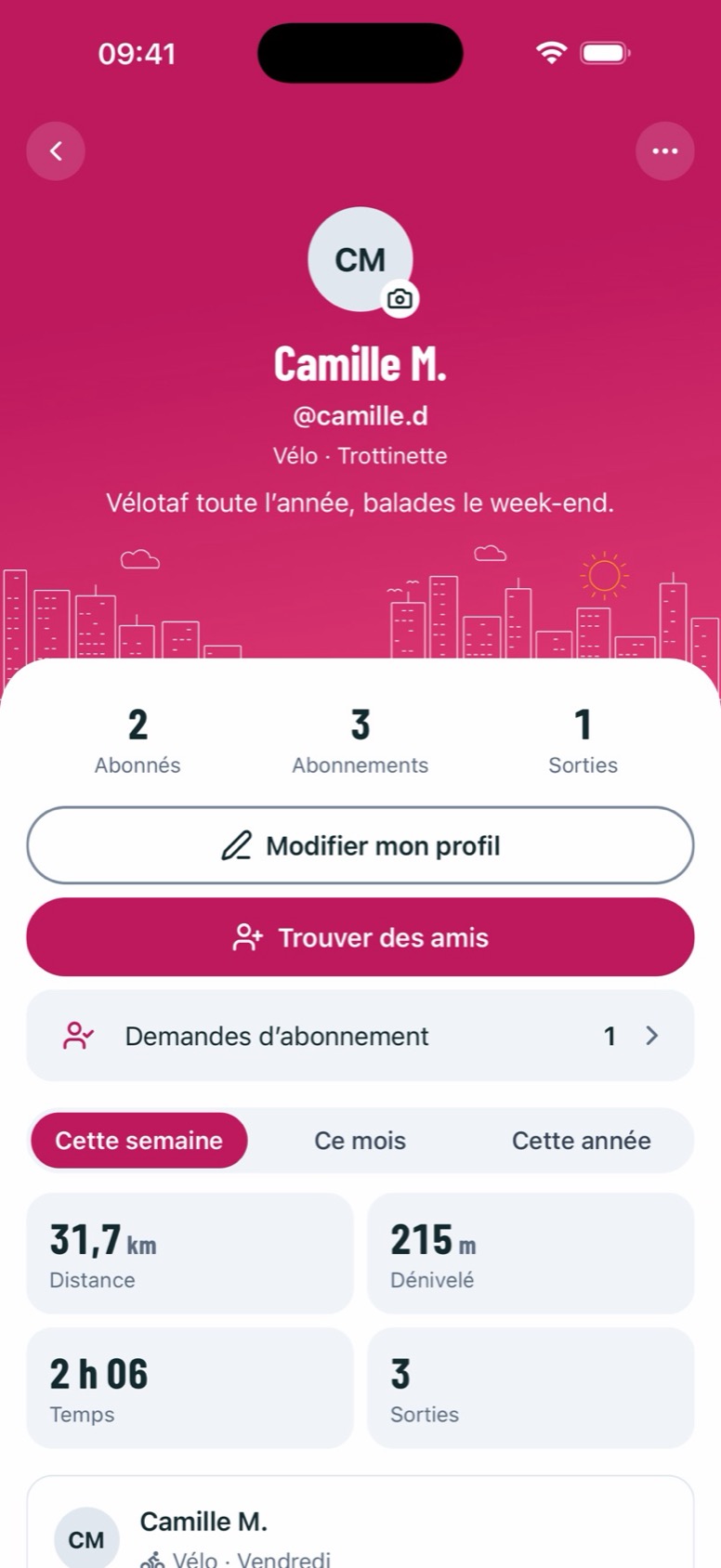Votre profil social et vos totaux