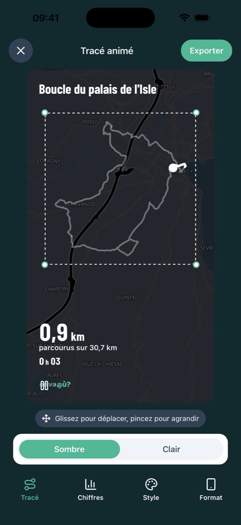 Le tracé qui se dessine, prêt à partager